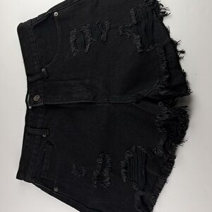 Track 23 Intelligent Design Black Distressed Fashion Denim Shorts Stretch Size 9